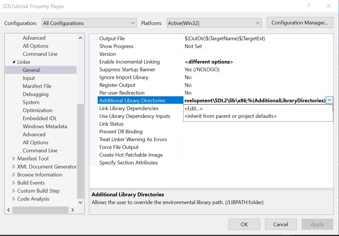 Установка библиотеки SDL в Visual Studio изображение с сайта www.eth1.ru