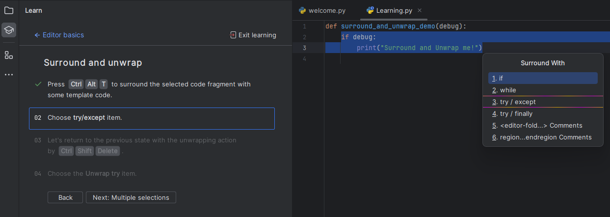 обернуть код в PyCharm изображение с сайта www.devhops.site
