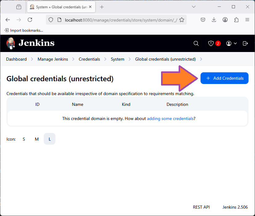 Создание Jenkins Credentials изображение с сайта www.devhops.site