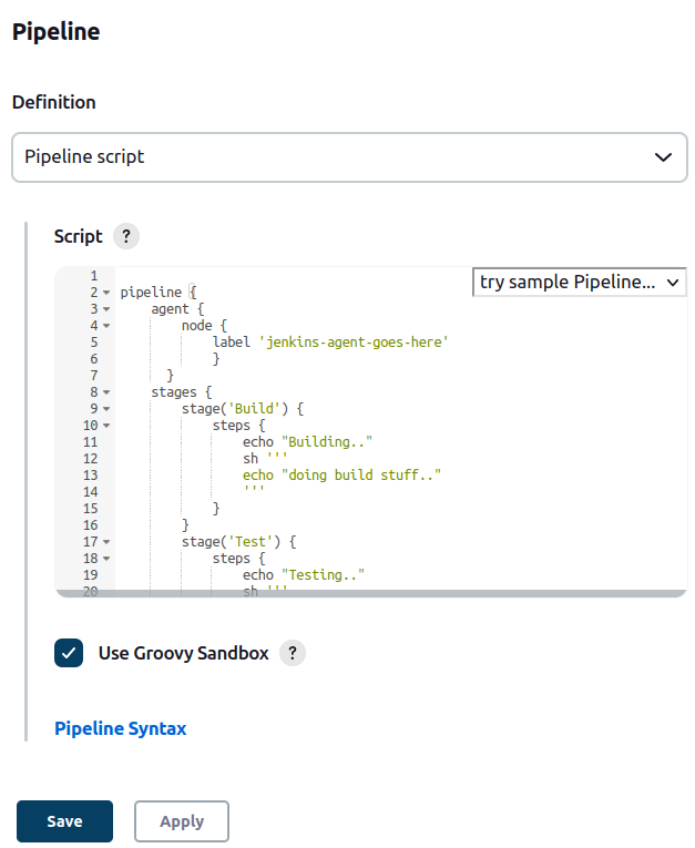 Jenkins Pipeline script изображение с сайта www.devhops.site