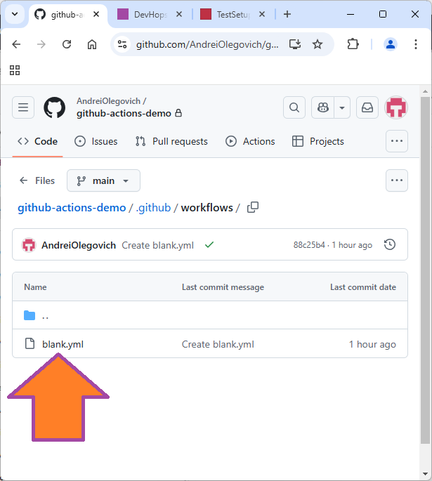 Редактирование .yml файла для Simple workflow github actions изображение с сайта www.devhops.site изображение с сайта www.devhops.site