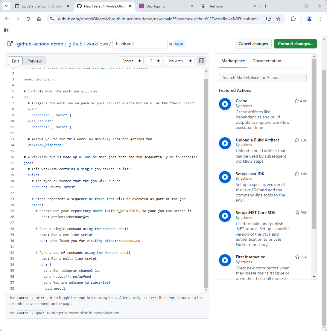 Создание simple workflow github actions изображение с сайта www.devhops.site изображение с сайта www.devhops.site