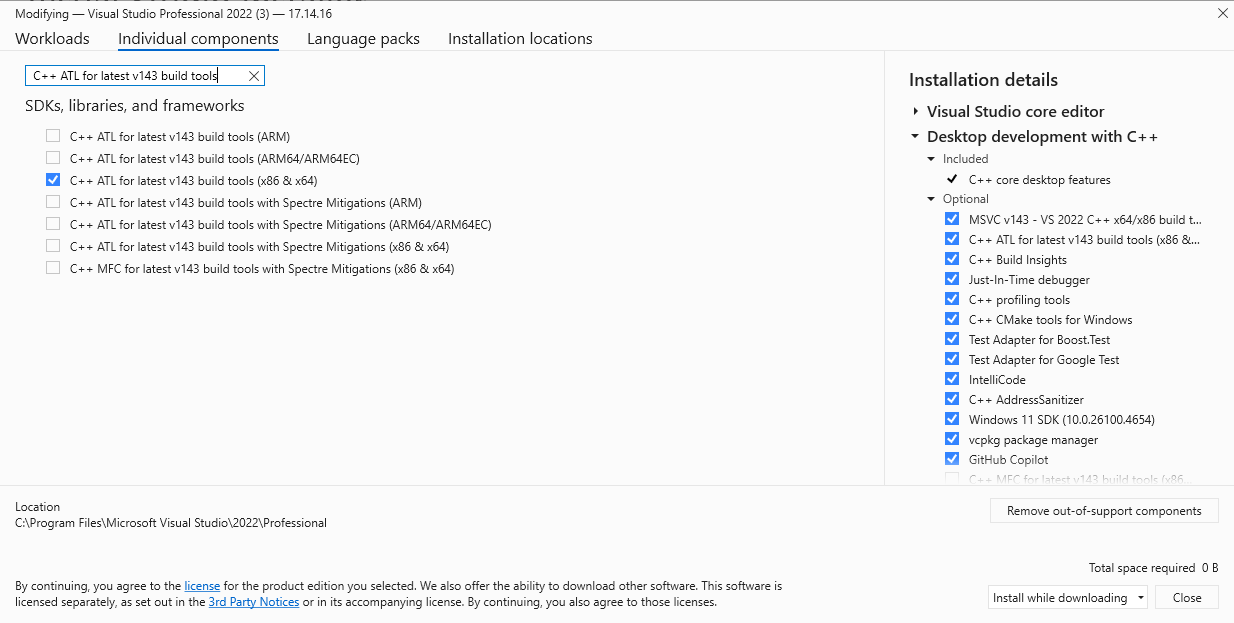 Установка индивидуальных компонентов в Visual Studio 2022 изображение с сайта www.devhops.site