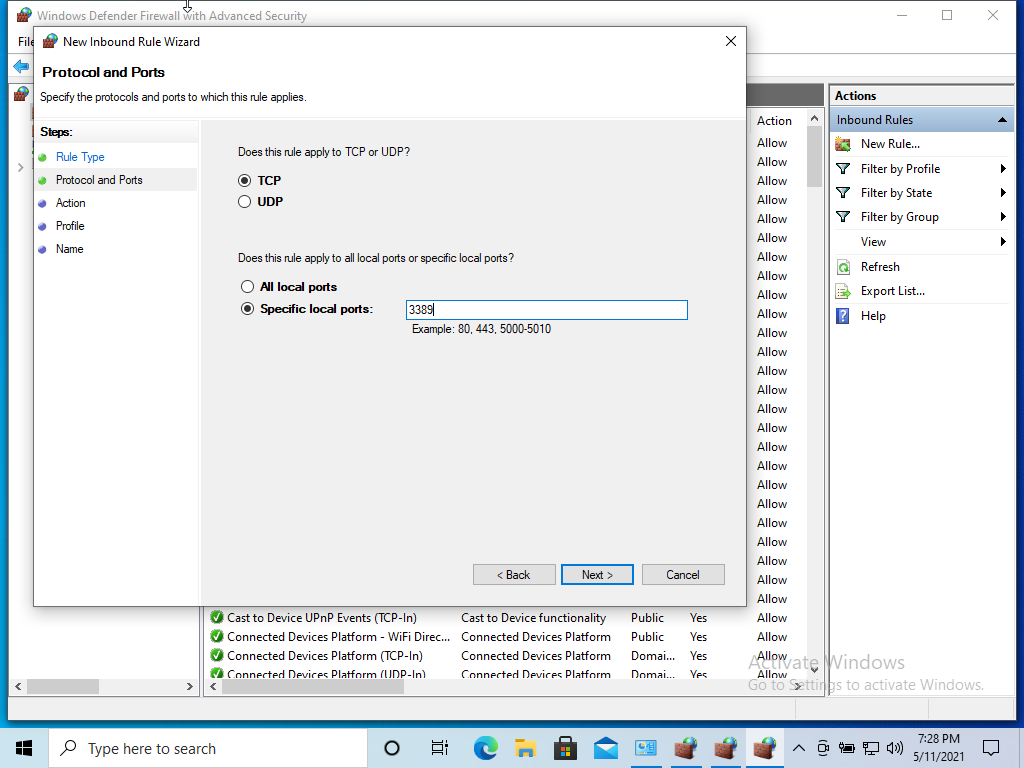 Отрыть порт в windows firewall изображение с сайта www.devhops.site
