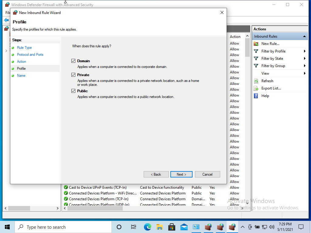 Отрыть порт в windows firewall изображение с сайта www.devhops.site