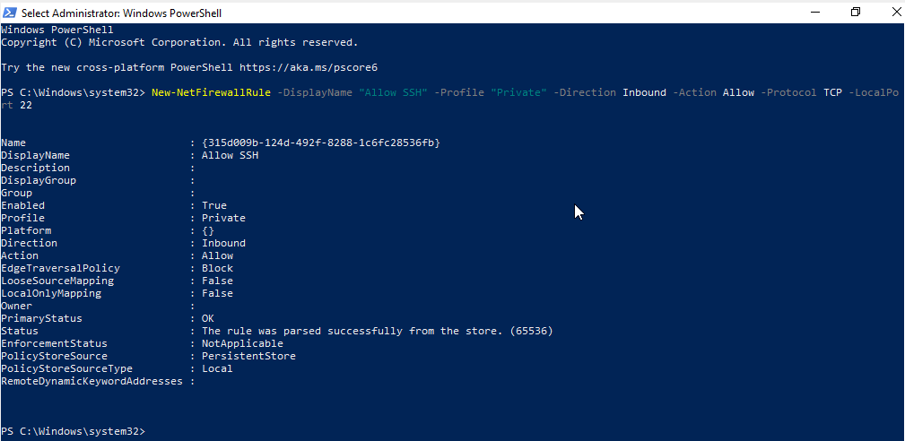 Открыть порт в PowerShell изображение с сайта www.eth1.ru