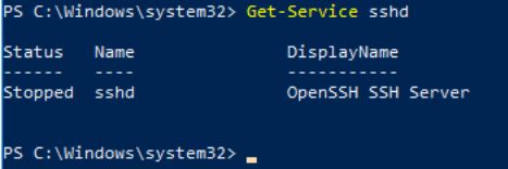 Статус OpenSSH сервера в PowerShell изображение с сайта www.eth1.ru