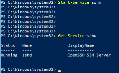 Статус OpenSSH сервера в PowerShell изображение с сайта www.eth1.ru
