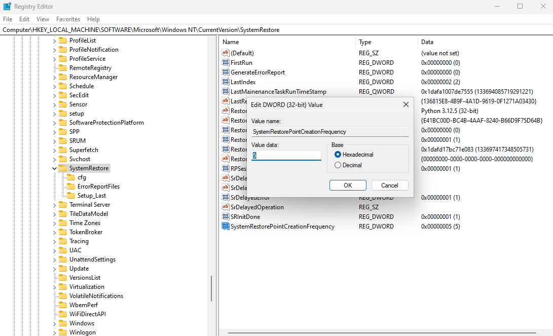 Задание SystemRestorePointCreationFrequency Windows изображение с сайта www.devhops.site изображение с сайта www.devhops.site
