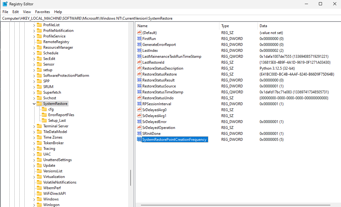 Задание SystemRestorePointCreationFrequency Windows изображение с сайта www.devhops.site изображение с сайта www.devhops.site